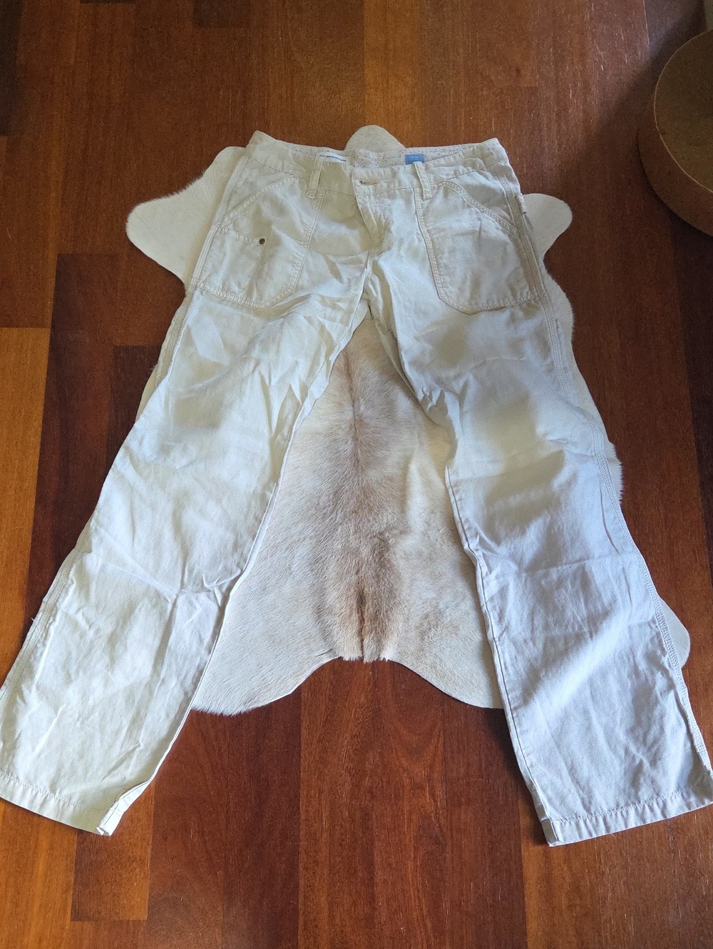 Anthro Lightweight Cream Low Rise Carpenter Pants 8
